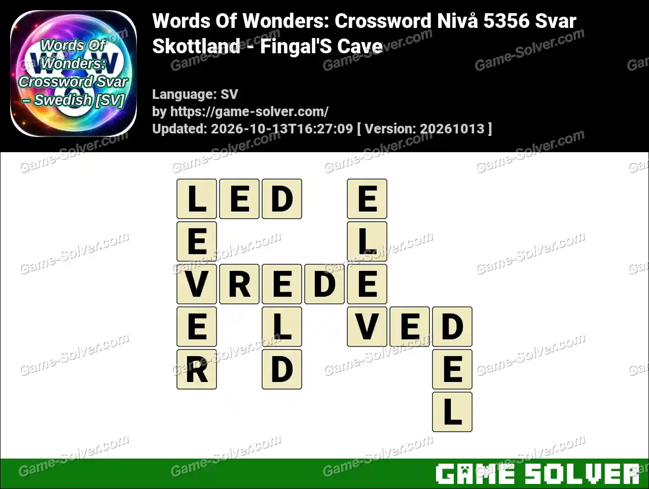 Words Of Wonders: Crossword Nivå 5356 Svar – Skottland – Fingal’S Cave
